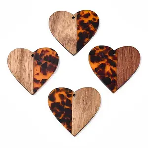 Transparent Resin & Walnut Wood Pendants