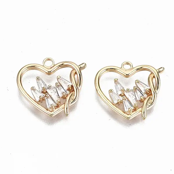 Brass Micro Pave Clear Cubic Zirconia Pendants