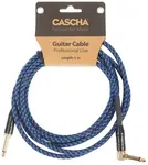 Cascha Professional Line Guitar Cable, Angled, Tweed Blue, 3 m