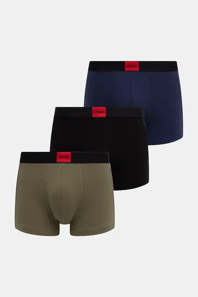 HUGO boxerky pánské bavlněné s elastanem TRUNK TRIPLET GALAXY 3-pack