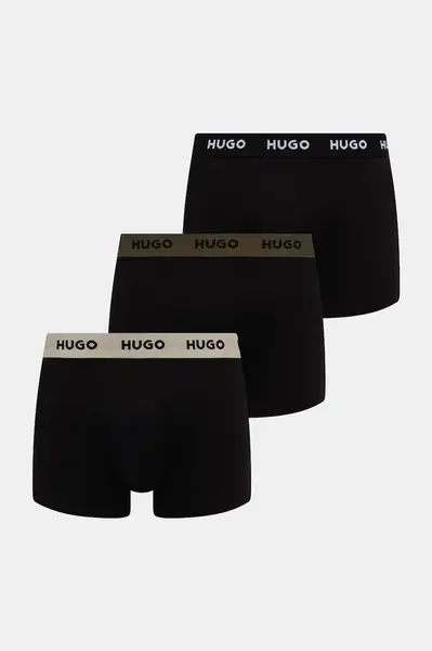 HUGO  boxerky pánské bavlněné s elastanem TRUNK TRIPLET PACK 3-pack