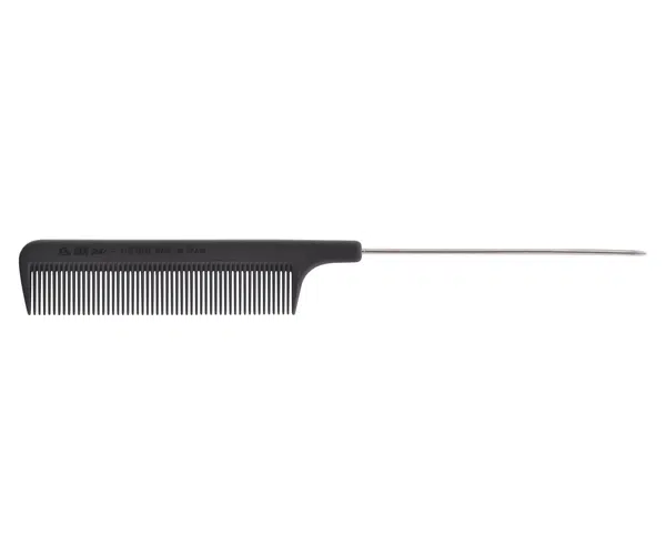 Karbonový tupírovací hřeben s kovovým hrotem Eurostil Professional Carbon Antistatic - 22,3 cm (09189)
