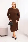 Plus size pletené šaty s mohairom a vreckom