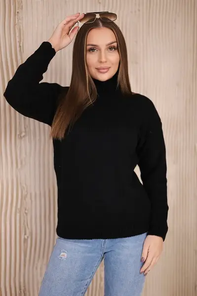 Black sweater with high neckline