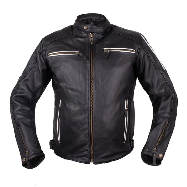 Kožená moto bunda W-TEC Helsin černo-bílá M