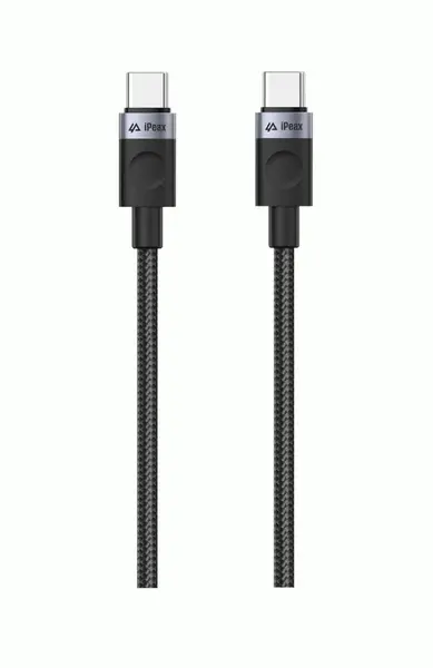 Textilní kabel iPEAX USB-C / USB-C 1,5M, USB 2.0, černá