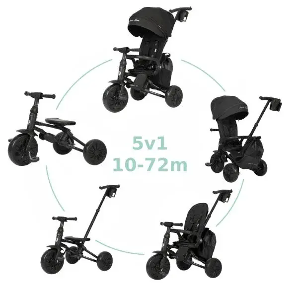 QPLAY Tříkolka Nova Max 5v1 Black, 10-72 měsíců