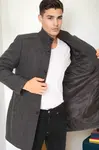 PLT9386 DEWBERRY MEN'S COAT-DIAGONAL BLACK-ANTHRACITE