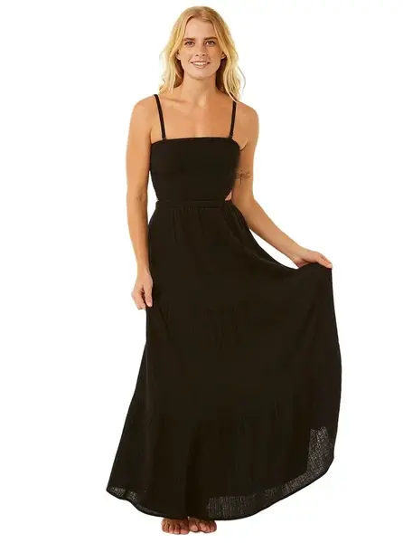 Rip curl dámské maxi šaty Premium Surf Black | Černá | Velikost M | 100% bavlna