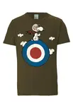 LOGOSHIRT Tričko 'Peanuts - Snoopy Pilot'  modrá / olivová / červená / biela