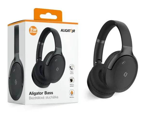 Bluetooth sluchátka ALIGATOR BASS, černo-šedá