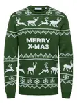 Only & Sons Sveter 'ONSXmas'  tmavozelená / biela