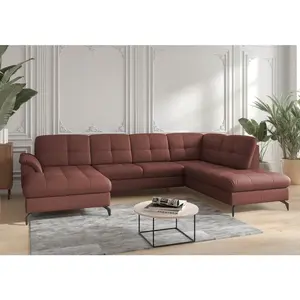 Sit & More SEDACÍ SOUPRAVA, textil, kůže, červenohnědá