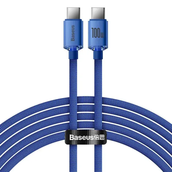 Datový kabel Baseus CAJY000703 Crystal Shine Series USB-C - USB-C 100W, 2m, modrá