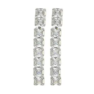 Brass Micro Pave Cubic Zirconia Stud Earrings