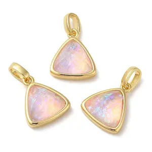 Rack Plating Brass with Synthetic Opal Pendants