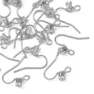 SHEGRACE Brass Pave Cubic Zirconia Earring Findings