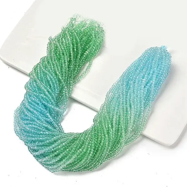 Transparent Painted Glass Beads Strands