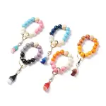Round & Polygon Natural Wood Beads Stretch Bracelets Keychains