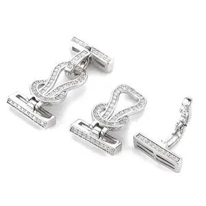 Brass Micro Pave Clear Cubic Zirconia Fold Over Clasps