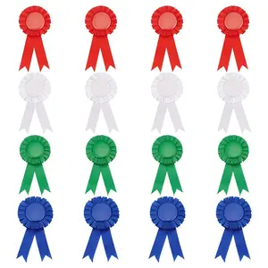 16Pcs 4 Styles Award Ribbon Shape Tinplate Badge Pins