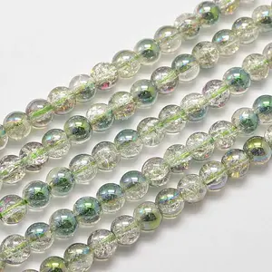 Electroplate Synthetic Crackle Quartz Bead Strands