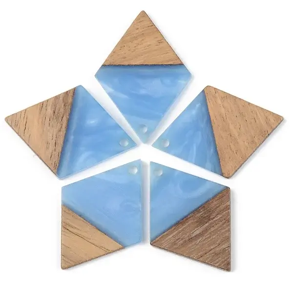 Opaque Resin & Walnut Wood Pendants