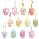 2 Sets 2 Styles Easter Egg Foam Glitter Powder Pendant Decorations