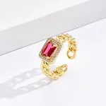 Golden Brass Micro Pave Cubic Zirconia Open Cuff Rings