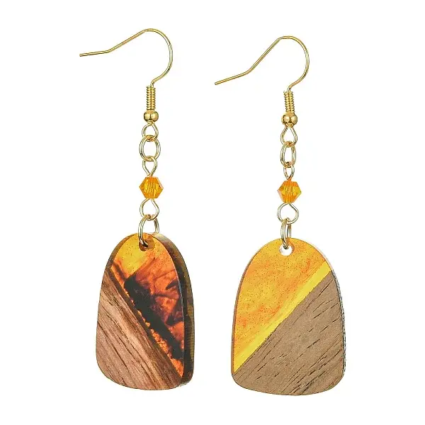 Resin & Walnut Wood Arch Dangle Earrings