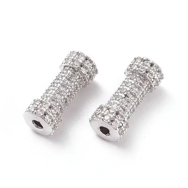 Brass Micro Pave Clear Cubic Zirconia Beads