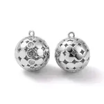 Round Brass Micro Pave Clear Cubic Zirconia Pendants