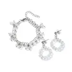Glass Brided Beaded Dangle Stud Earrings & Multi-strand Bracelet