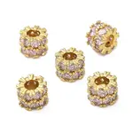 Brass Micro Pave Cubic Zirconia Beads