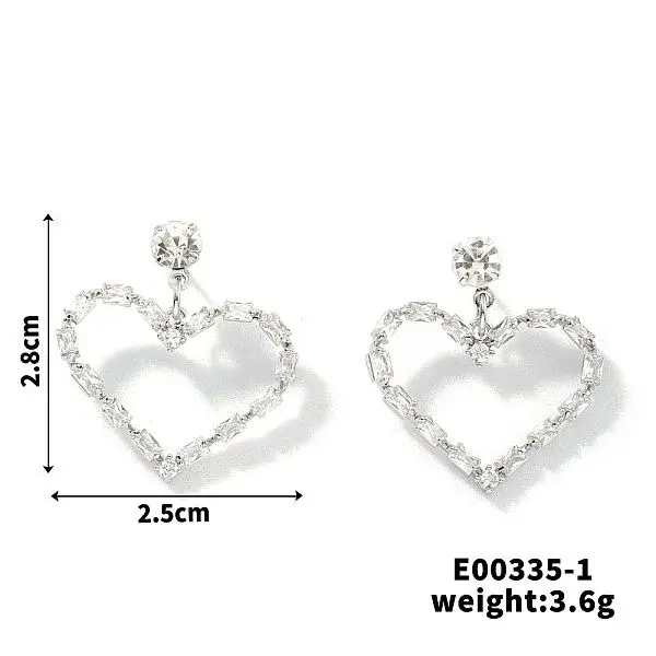 Elegant Copper Heart-shaped Zircon Stud Earrings