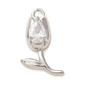 Brass Micro Pave Clear Cubic Zirconia Pendants