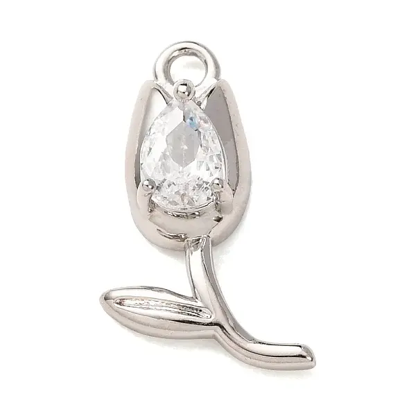 Brass Micro Pave Clear Cubic Zirconia Pendants
