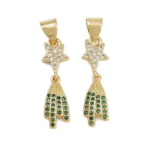 Brass Micro Pave Cubic Zirconia Pendants