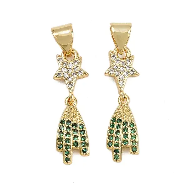 Brass Micro Pave Cubic Zirconia Pendants