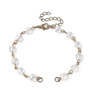 Square Faceted Glass Beaded Link Chain Bracelet Making