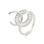 Letter C Brass Micro Pave Clear Cubic Zirconia Open Cuff Rings