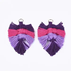 Gradient Color Polycotton(Polyester Cotton) Tassel Big Pendant