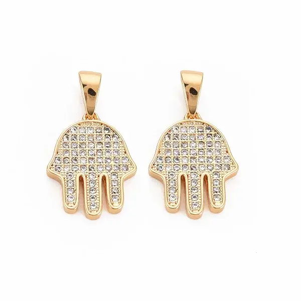 Brass Micro Pave Clear Cubic Zirconia Pendants