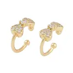 Brass Micro Pave Clear Cubic Zirconia Cuff Earring for Women