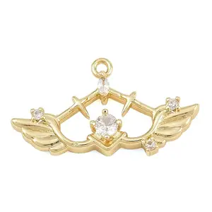 Brass Micro Pave Clear Cubic Zirconia Pendants