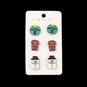 Christmas Theme Wood Stud Earrings