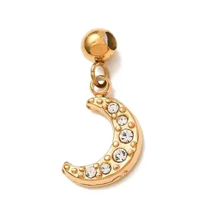 304 Stainless Steel Micro Pave Clear Cubic Zirconia Pendants