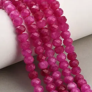 Faceted Dyed Natural White Jade Beads Strands