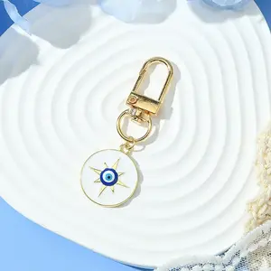 Flat Round with Evil Eye Alloy Enamel Pendant Decorations