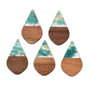 Transparent Resin and Walnut Wood Pendants
